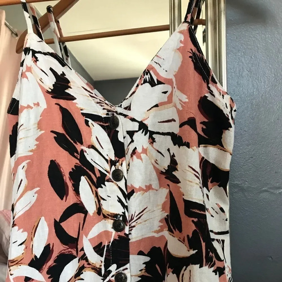 F21 tropical print buttonfront midi dress - Picture 7 of 8